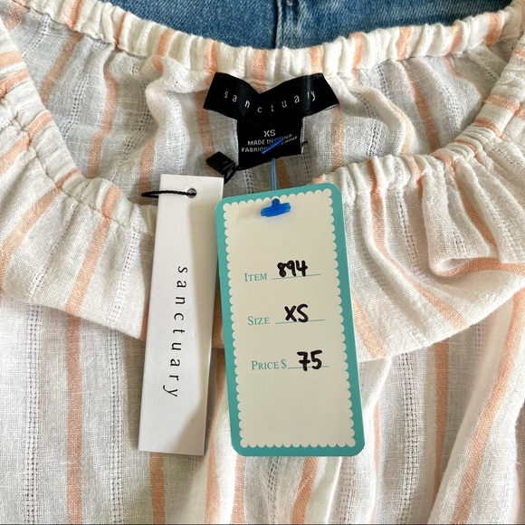 Sanctuary Linen Blend Striped Blouse Sz XS - Picture 4 of 9